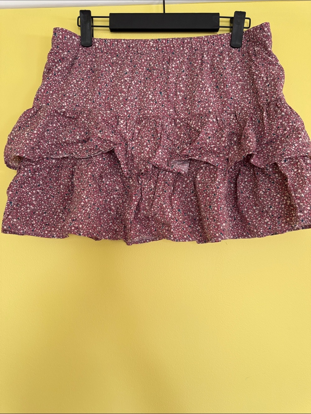 SO Pink Tiered Ruffle Skort with Tiny Floral Print